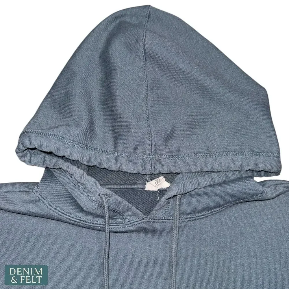 Alo Yoga Cropped Hoodie Blue Gray Drawstring Athleisure Lounge‎ Sweatshirt Cozy